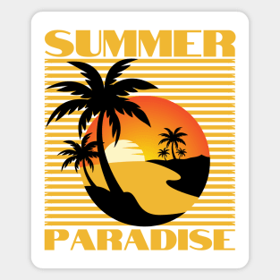 Summer Paradise. Summertime, Fun Time. Fun Summer, Beach, Sand, Surf Retro Vintage Design. Magnet